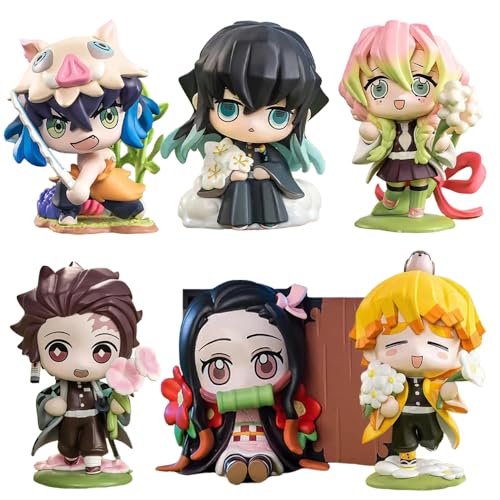 Kamado Tanjiro Nezuko Figur Look Up Mini Anime Tokitou Muichirou Figuren 10cm Hashibira Inosuke Action Figur Statue Desktop Dekoration Modell Sammlung Geschenke für Fans von Anjinguang