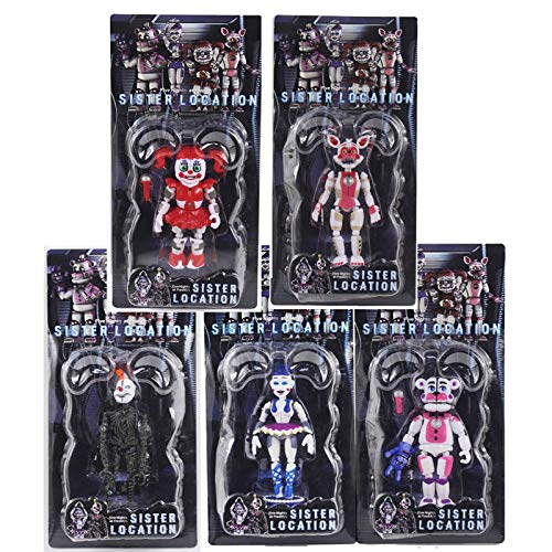 Kinderspielzeug, 5 Stück, Five Nights at Fre-ddy's FNAF bewegliche Action-Figuren 5.5'' FNAF Sister Location Pizzeria Simulator Actionfigur Spielzeug mit Lichtern Animatronics Vinyl-Sammelspielzeug von Anjinguang