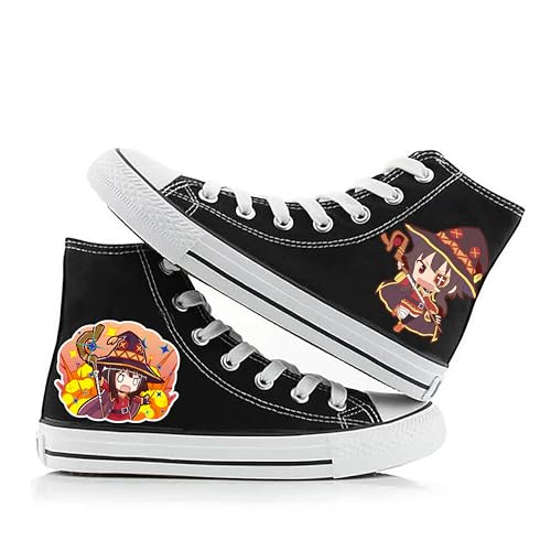 Konosuba Anime High Top Segeltuchschuhe - God's Blessing on this wonderful world Sato Kazuma Megumin Cosplay Schuhe Casual Fashion Sneakers Schnürschuhe Flache Freizeit Sportschuhe Herren Damen von Anjinguang