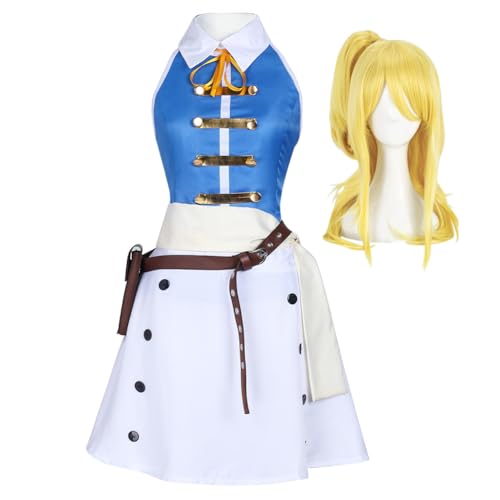 Lucy Heartfilia Anime Fairy Tail Cosplay-Kostüm, Oberrock-Zubehör, komplettes Set, für Halloween, Karneval, Party, Rollenspiel von Anjinguang