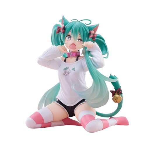 Miku Figur,Cute Anime Miku Figure,13cm Keenling Cat's Ear Miku Figuren,Cartoon Desktop Ornament PVC Statue Collectible Geschenke von Anjinguang