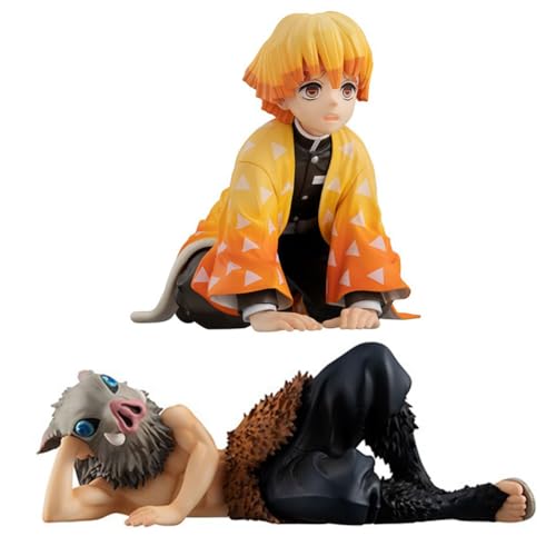 Tanjiro Figur,Agatsuma Zenitsu/Hashibira Inosuke/Tsuyuri Kanao Figur,Anime Action Figure Sitting Position Noddle Stopper Figurine Statue Model Desktop DecorationCollectible Gifts 9cm von Anjinguang