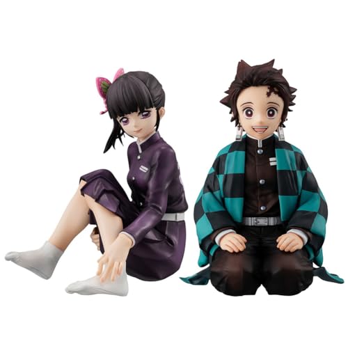 Tanjiro Figur,Agatsuma Zenitsu/Hashibira Inosuke/Tsuyuri Kanao Figur,Anime Action Figure Sitting Position Noddle Stopper Figurine Statue Model Desktop DecorationCollectible Gifts 9cm von Anjinguang