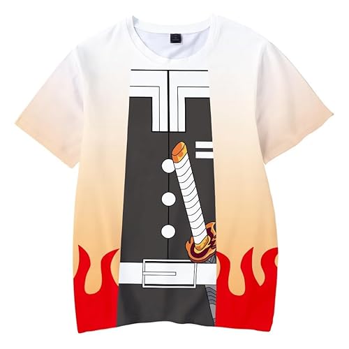 Tanjiro T Shirts Nezuko Rengoku Kyoujurou Kochou Shinobu Cosplay Tshirt Anime Printed Short Sleeve T Shirt Summer Tee Shirt Breathable Cartoon Casual Tee Tops for Boys Girls von Anjinguang