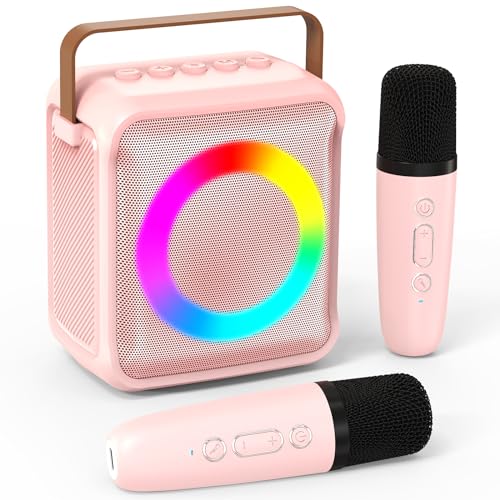 Ankuka Karaoke-Spielzeug für Kinder & Erwachsene mit 2 Mikrofonen, tragbare Karaoke-Maschine mit LED-Licht und Sprachveränderungseffekten, Geschenke für Alter 3-18 Kinder, Jungen, Mädchen (ROAS) von Ankuka