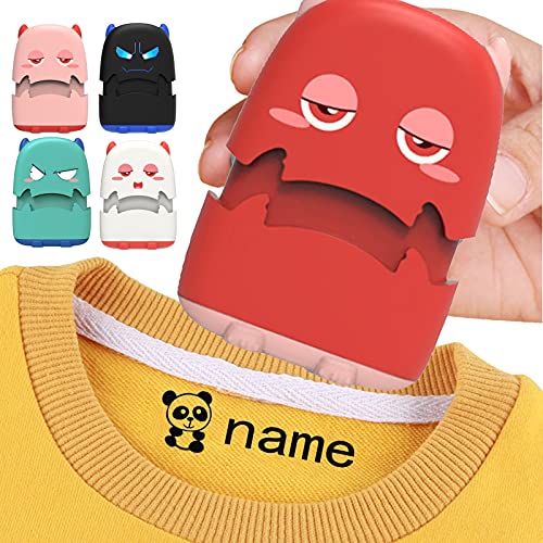 Anlewo Namensstempel Kinder Textil,Textilstempel Kinder Name,Siegelstempel Personalisiert,Kids Namenstempel füR Kleidung,Personalisiert Stempel Name Kinder Waschmaschinenfest (rot) von Anlewo