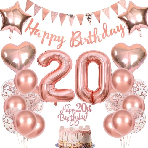 Anlgdi Geburtstagsdeko 20 Jahre Frau, Rosegold Tortendeko Geburtstag 20 Jahre Frauen, Deko 20. Geburtstag Frau, Luftballons 20. Geburtstag Frau, Happy Birthday Banner Deko 20 Geburtstag Frauen Anlgdi Geburtstagsdeko 20 Jahre Frau, Rosegold Tortendeko Geburtstag 20 Jahre Frauen, Deko 20. Geburtstag Frau, Luftballons 20. Geburtstag Frau, Happy Birthday Banner Deko 20 Geburtstag Frauen von Anlgdi