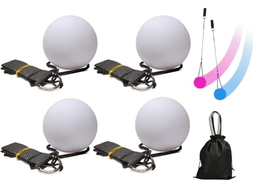 Anlising 4PCS LED Poi Bälle, LED Glow Poi Kugeln mit Regenbogen Farben und Strobe-Effekt, Verbesserte LED Poi, LED Poi Jonglierbälle Leuchtend, für Tanzen, Strand, Camping, Licht Shows, Raves Party von Anlising