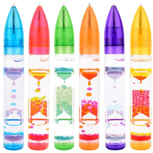 6 STÜCK Liquid Motion Bubbler Spielzeug Stifte - Flüssig Timer Stifte - Bunte Liquid Timer Stifte – Ideal Für Angst Und Stressabbau von Anloximt