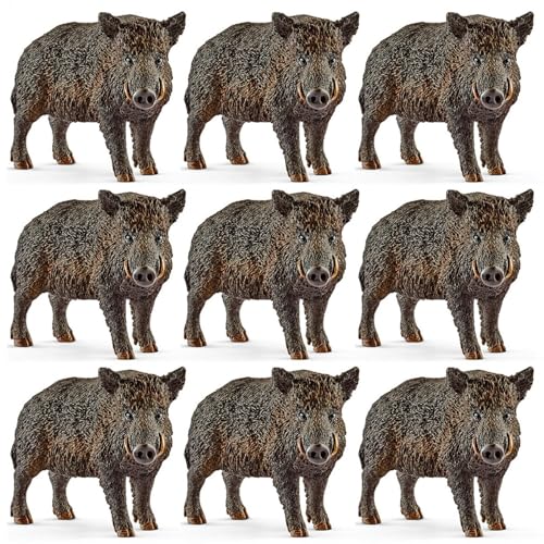 9 Stücke Spielfigur Wildschwein - Spielfigur Frischling - Wildschwein Spielzeug Tiermodellfiguren Simulation Wild Life Jungle Realistische Waldtiere Spielzeug - Kleines Geschenk Für Kinder 3 Jahren von Anloximt