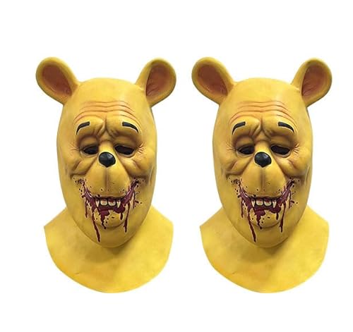 Anloximt 2Pack Winniee Blut Cosplay Maskek Scary Bear Gesichtsmaske Gruseliger Bär Maskk Halloween-Gesichtsmaske Horror Tier Gesicht Abdeckung für Party Kostüm Cosplay von Anloximt