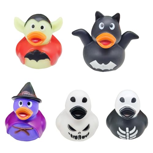 Anloximt Halloween-Bade-Entenspielzeug,Halloween-Enten,Bade-Entchen-Spielzeug-Dekoration | Auto- und Heimdekoration, Halloween-Dekoration, 5 x Sound- und Wasserspiel-Cartoon-Puppe für Mädchen und von Anloximt