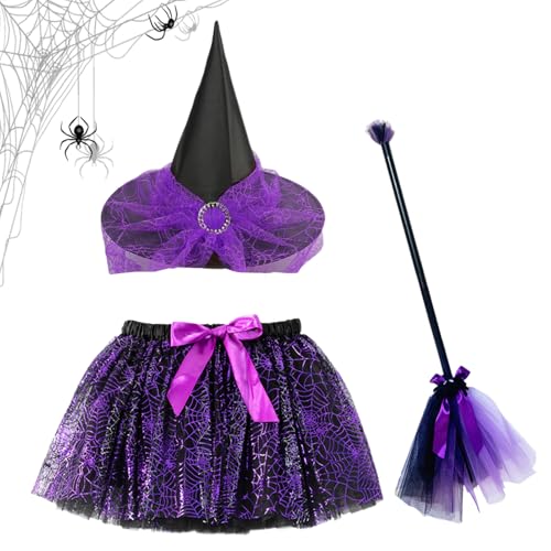 Anloximt Halloween Hexen Kostüm Set | Kinder Kostüm Zubehör Mit Besen Und Rock,Verstellbares Cosplay Outfit Für Mottoparty Karneval Fasching Kostümfest Themenfotos Anloximt Halloween Hexen Kostüm Set | Kinder Kostüm Zubehör Mit Besen Und Rock,Verstellbares Cosplay Outfit Für Mottoparty Karneval Fasching Kostümfest Themenfotos von Anloximt