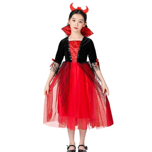 Anloximt Halloween Hexenkostüm,Kleinkind Hexenkostüm, Stilvolles Hexenkleid für Kinder, Hexen-Cosplay-Kostüm für Kinder, Weiches Halloween-Hexenkleid für Kinder-Halloween-Kostüme für Halloween-Partys von Anloximt