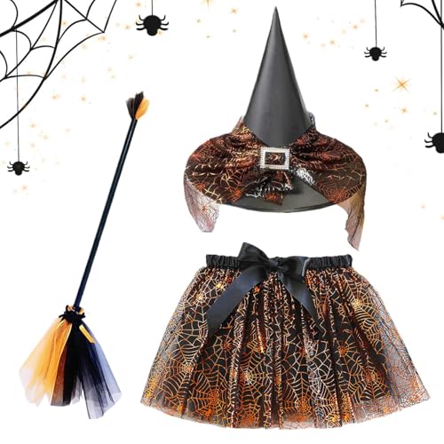 Anloximt Halloween Hexenkostüm Zubehör,Kinder Kostüm Zubehör Mit Besen Und Rock | Halloween Cosplay Kostüm Set mit elastischem für Mottoparty Fotoshow Maskerade Bühnenshow Anloximt Halloween Hexenkostüm Zubehör,Kinder Kostüm Zubehör Mit Besen Und Rock | Halloween Cosplay Kostüm Set mit elastischem für Mottoparty Fotoshow Maskerade Bühnenshow von Anloximt