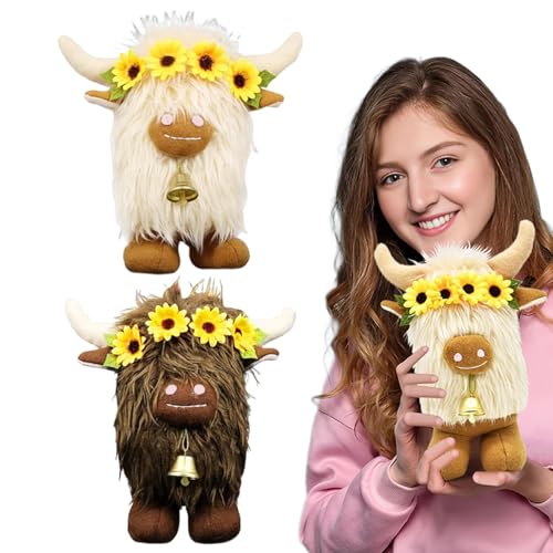 Anloximt Highland Cow Stoffed Toy, Highland Cow Stoffed Animal - 2X gefüllte Tierplüschkissen,Highland Cow Sofa ationsraum für Schlafzimmer, Kinderzimmer von Anloximt