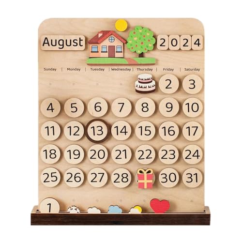 Anloximt Magnetischer Monatskalender aus Holz, Kalendertafel mit magnetischen Zahlen | Kinderkalender mit Holzzahlen | Magnetische Wochentage und Monate für Kinder, Mädchen, von Anloximt