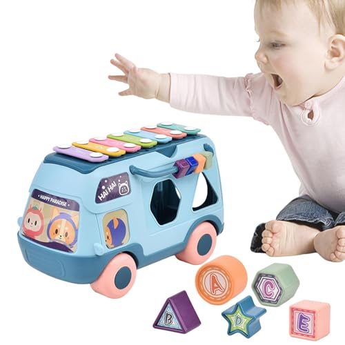 Anloximt Musikalischer Lernbus, Baby Toy Bus,Interaktives Klavier mit Musik/Licht | Vorschulgeschichtenerzählfahrzeug, frühe Bildung Puzzle Story-Maschine für 1 bis 3 Jahre für das Spielenspiel von Anloximt