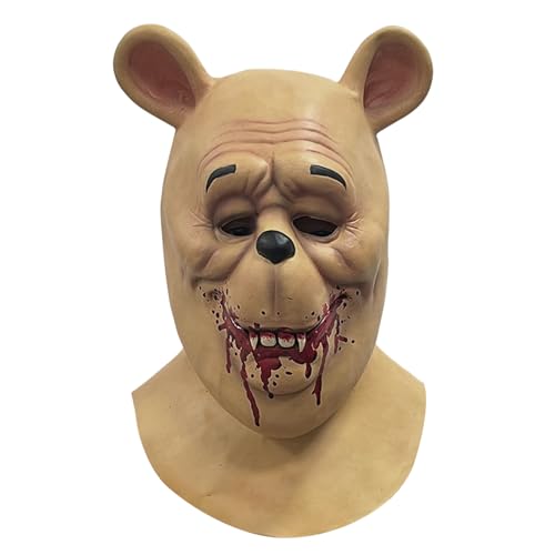 Anloximt Winniee Blut Cosplay Maskek Scary Bear Gesichtsmaske Gruseliger Bär Maskk Halloween-Gesichtsmaske Horror Tier Gesicht Abdeckung für Party Kostüm Cosplay von Anloximt