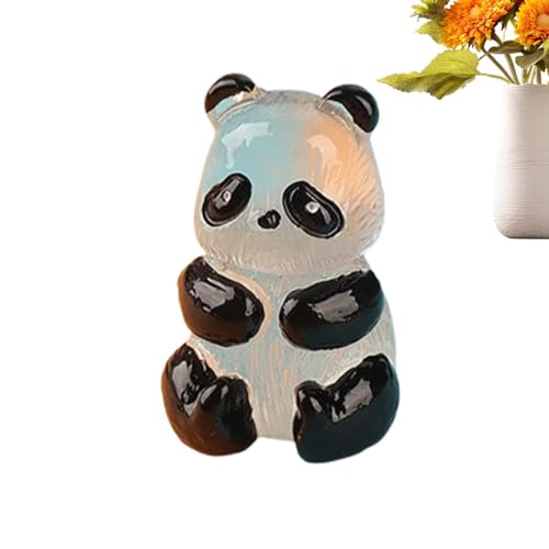 Anloximt Winzige Glitzer-Pandas aus Kunstharz, kleine Panda-Figuren,Im Dunkeln leuchtende Tierfiguren | Panda-Figuren, exquisit, handbemalt, für Familie, Freunde, Kollegen von Anloximt