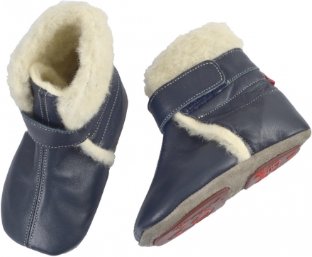 Anna und Paul Leder-Krabbelschuh Eskimo mit Wollfutter und Gummisohle marine S-18/19 (Anna und Paul GmbH)