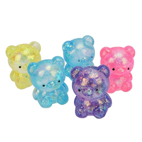 Annadue Bär Squishies Stressbälle, 5 Stück TPR Tier Squishies Langsam Steigende Dehnbare Teigbälle, Squeeze Stress Ball Squishy Fidget Toys Stressabbauspielzeug für Erwachsene von Annadue