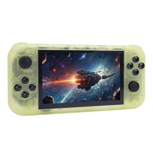 Annadue RG50xx Retro Handheld Game Console, 5,0-Zoll-IPS-Bildschirm Linux-System Integriert 64G TF-Karte 15000 Spiele, 3000-mAh-Akku, Support TV Output (Transparentes Gelb) von Annadue