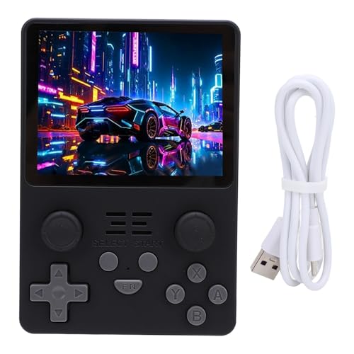 Annadue Tragbare Videospielkonsole, Handheld Spielekonsole mit 3,5 Zoll IPS Bildschirm, 128G Speicherkarten, RK3326 CPU, Klassische Steuerung für Tausende von Spielen (Black) von Annadue