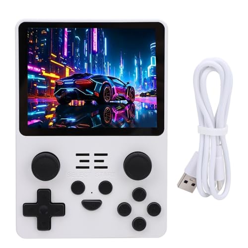 Annadue Tragbare Videospielkonsole, Handheld Spielekonsole mit 3,5 Zoll IPS Bildschirm, 128G Speicherkarten, RK3326 CPU, Klassische Steuerung für Tausende von Spielen (White) von Annadue