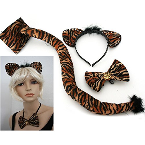 Annastore 3-TLG. Verkleidungsset Tiger mit Strass und Federn von Annastore