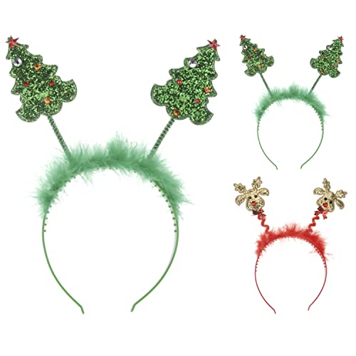 Annastore 4x Haarreife Fancy mit Federn für Weihnachten - Witziger Kopfschmuck für Weihnachten - Weihnachtshaarreife Größe 4x Farbe Fancy mit Federn (4 x Fancy mit Federn) Diadem von Annastore