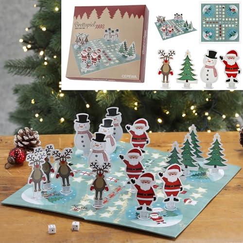 Brettspiel mit weihnachtlichen Figuren - Familienspiel Gesellschaftsspiel Spiele Spiele für Weihnachten Würfelspiel von Annastore