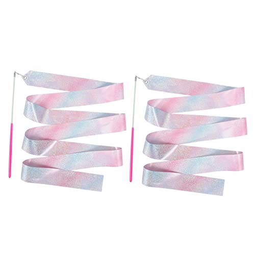 Anneome 2st Kinder-bänder Mini- Für Rhythmische Gymnastik Ballett- -Stick Gymnastik-Streamer Gymnastik Wirbelnde Stäbe Feenstäbe Partygeschenke Tanz Farbiges Polyester Rosa von Anneome