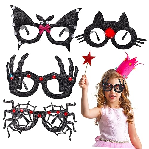 Anneome 4 Stück Halloween Brillen Partybrillen Lustige Brillengestelle Brillengestelle Requisite Halloween Sachen Halloween Partyzubehör Halloween Brillen Partyzubehör Halloween von Anneome