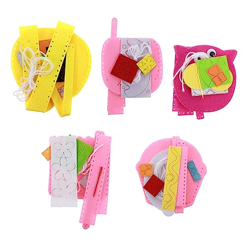 Anneome 5 Sets Vliestaschen Nähset Für Kinder Handtaschen Bastelsets Kinder DIY Set Nähset DIY Nähset Bastelset Filztaschen Set Für Heimwerker Handgefertigtes Filztaschen Set von Anneome