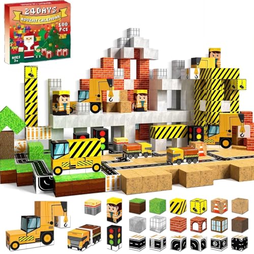 Annexfun Magnetische Bausteine Magnetische Bauwelt Straßenaufsatz Set Baustelle Weihnachten Steht vor der Tür Spielzeug ab 4 5 6 7 8 9 10 Jungen von Annexfun