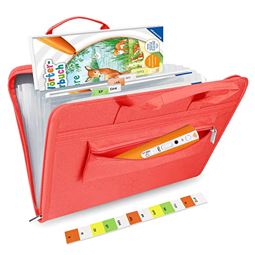 Tasche für Tiptoi Stift, und für 1-5 Tiptoi Bücher, Rot Organizer für TipToi Starterset Kinder Elektronisches Spielzeug, mit Tasche für Tiptoi Puzzle, Geburtstagsgeschenk für Mädchen ab 3 Jahren von Annmore