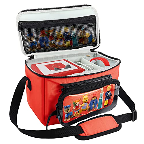 Tasche für Toniebox Tonies Hörfiguren Tigerbox Touch, mit Abnehmbar Tragetasche für Tonies Lieder und Tigerkarten, Rot Kinderkoffer für Tragen Toniebox Starterset, Ladegerät, Tonies Lauscher von Annmore