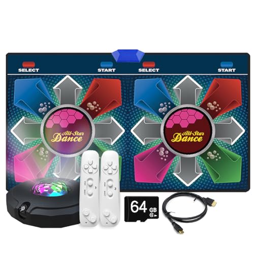 Annuod Tragbare Doppel-Tanzmatte, HDMI-Somatosensory-Gaming-Laufteppich, Mit 2 Controllern Und HD-Kamera, Speicherkarte, Fitness-Tanzspiele, Für Fitness, Yoga, Spiele, Tanzen von Annuod