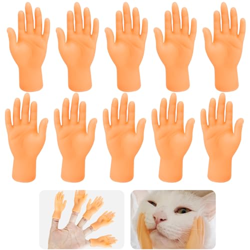 Annyswit 20 Stück Hand Mini Kleine Hände für Finger Tiny Hands Set Stab Fingerpuppen Ideal Minihände Gummihand Fingerhände Linke & Rechte Hand für Katzen Halloween Tricks Haustiere Spiele Party von Annyswit