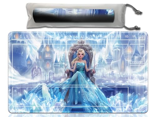 Premium Playmat kompatibel Lorcana und TCG, 61 x 35 cm groß, Brettspiel-Spielmatte, rutschfeste Gummi-Spielmatte mit Zonen und kostenloser Aufbewahrungstasche (D3) (D24 mit Zonen) von Anold