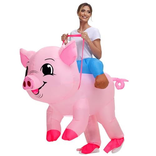 Aufblasbare Kostüm für Erwachsene Schwein Kostüm Halloween Blow Up Ride on Piggy Kostüme Frauen Tier Anzug Cosplay Party von Anroong