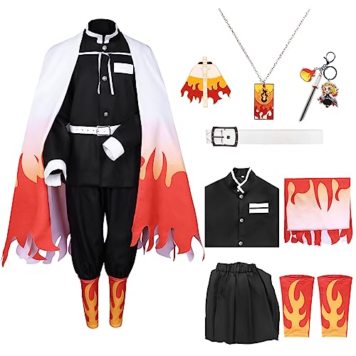 Ansamy Cosplay Rengoku Kyoujurou Umhang No Yaiba, Cosplay Anzug Roben Nachtwäsche Kostüm Outfits für Kinder und Erwachsene von Ansamy