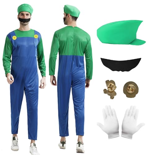 Ansamy Cosply Kostüm Herren, Faschingskostüme Kinder Erwachsene, Herren Kostüm Karneval Cosplay Outfit für Halloween Karneval Faschingskostüme (Grün, L) von Ansamy