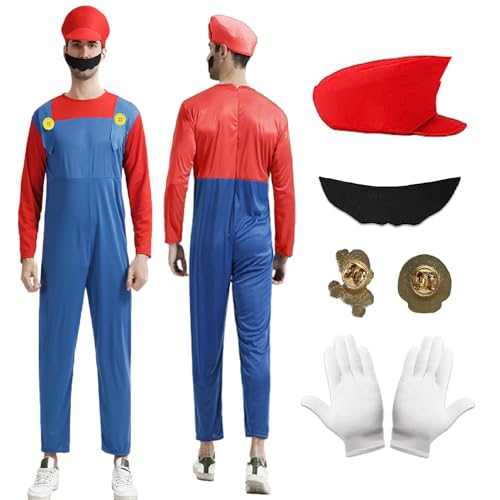 Ansamy Cosply Kostüm Herren, Faschingskostüme Kinder Erwachsene, Herren Kostüm Karneval Cosplay Outfit für Halloween Karneval Faschingskostüme (Rot, L) von Ansamy