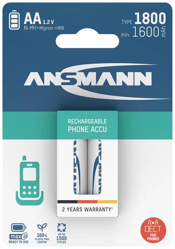 Ansmann 1312-0038 Mignon (AA)-Akku NiMH 1600 mAh 1.2V 2St. von Ansmann