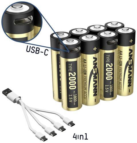 Ansmann 1312-0039 Mignon (AA)-Akku Lithium 1800 mAh 1.5V 8St. von Ansmann