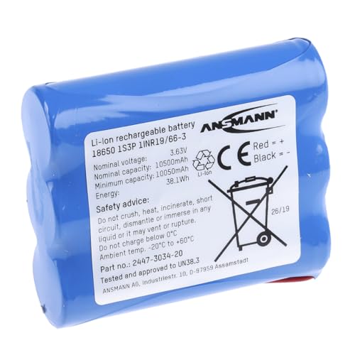 Ansmann 1S3P Akkupack 3X 18650 Kabel Li-Ion 3.6 V 10500 mAh von Ansmann