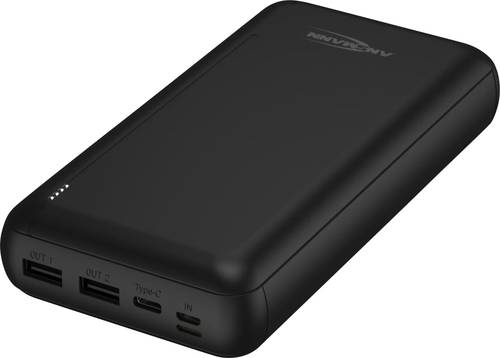 Ansmann PB212 Powerbank 30000 mAh Smart IC LiPo Micro USB, USB-C®, Lightning Schwarz Statusanzeige von Ansmann