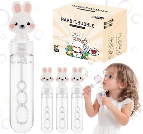 Anstore Seifenblasen Set für Kinder 24Pcs, Kaninchen Seifenblasen Stäbe Spielzeug Einzeln 30ml, Bubble Sticks Geschenke für Geburtstag Hochzeit Garten Party Karneval Geschenk von Anstore